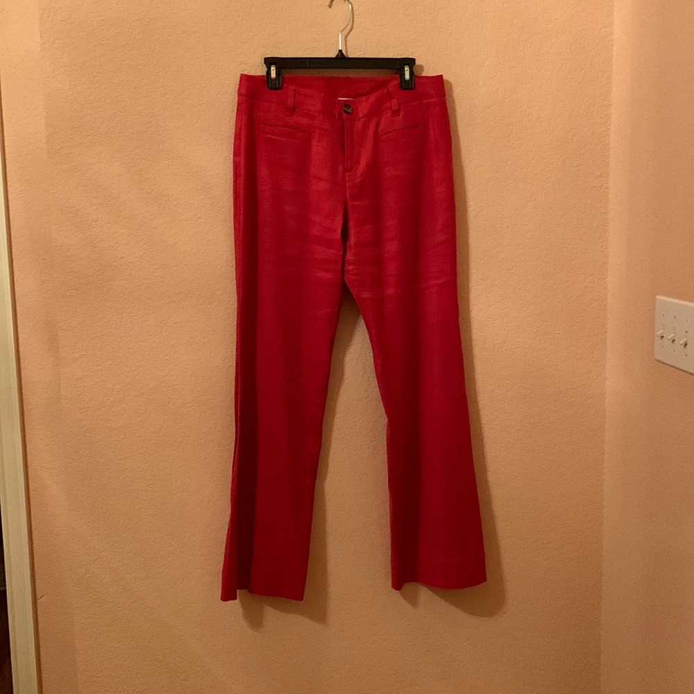 CAbi Valentine Trouser (Item 5503).  Red-high waist.